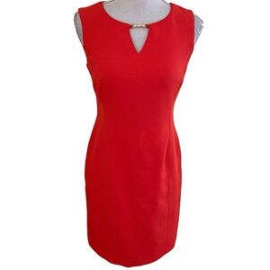Tahari- Levine Studio Orange Pique Knit Sleeveless Sheath Dress 2P
